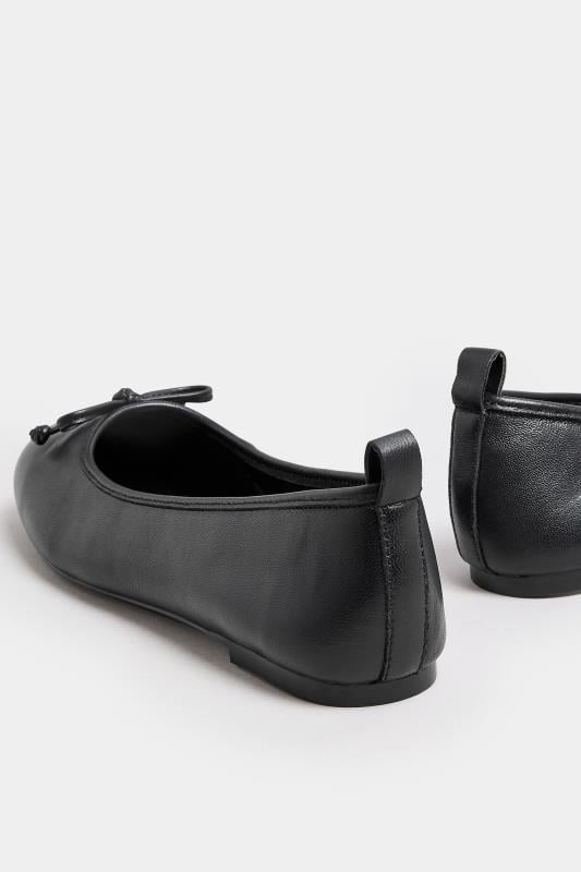 Evans LTS Black Leather Ballerina Pumps In Standard Fit