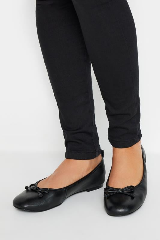 evans LTS Black Leather Ballerina Pumps In Standard Fit