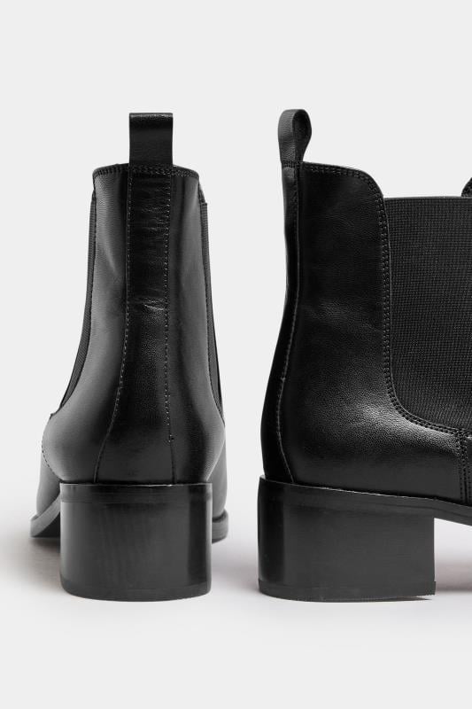 Evans LTS Black Leather Block Heel Chelsea Boots In Standard Fit