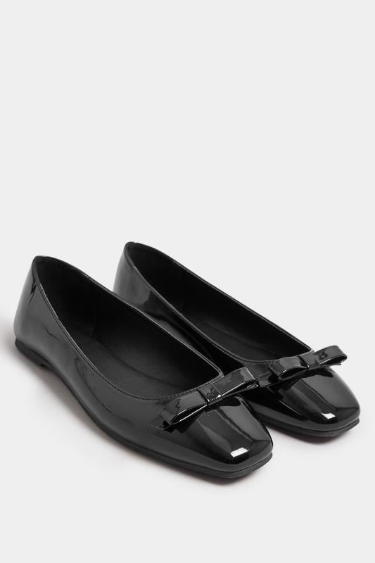 Evans LTS Black Patent Ballet Pumps In Standard Fit