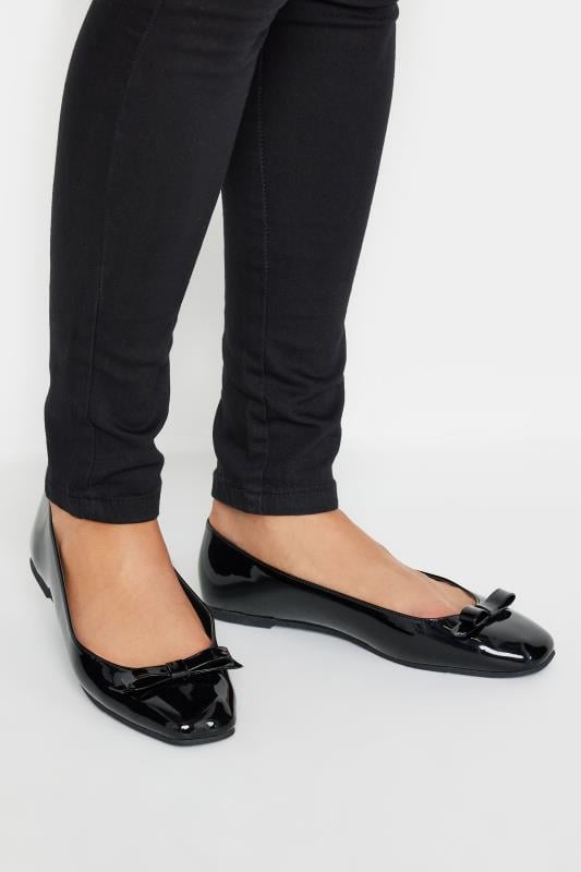 evans LTS Black Patent Ballet Pumps In Standard Fit