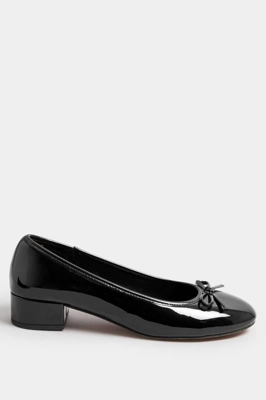 Evans LTS Black Patent Heeled Ballet Pumps In Standard Fit