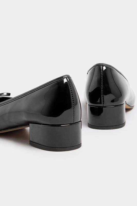 Evans LTS Black Patent Heeled Ballet Pumps In Standard Fit