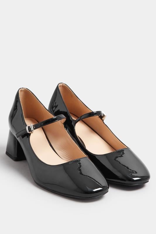 Evans LTS Black Patent Mary Jane Heels In Standard Fit