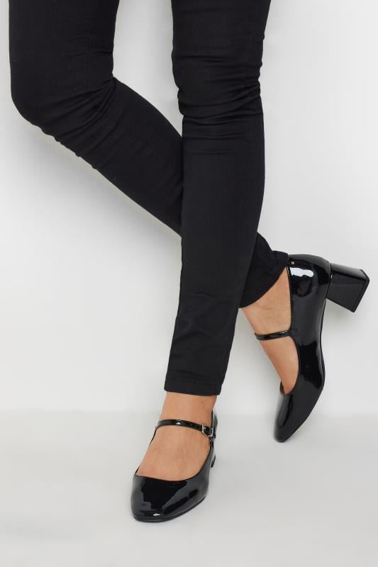 evans LTS Black Patent Mary Jane Heels In Standard Fit