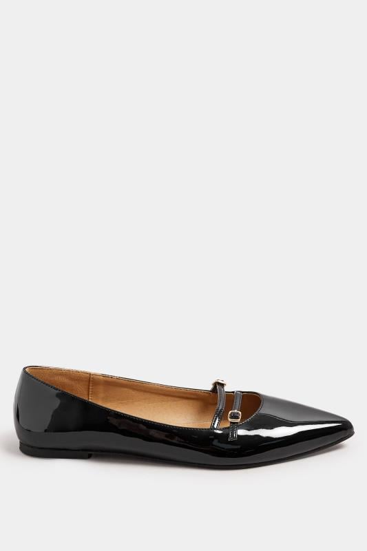 Evans LTS Black Patent Pointed Buckle Flats In Standard Fit