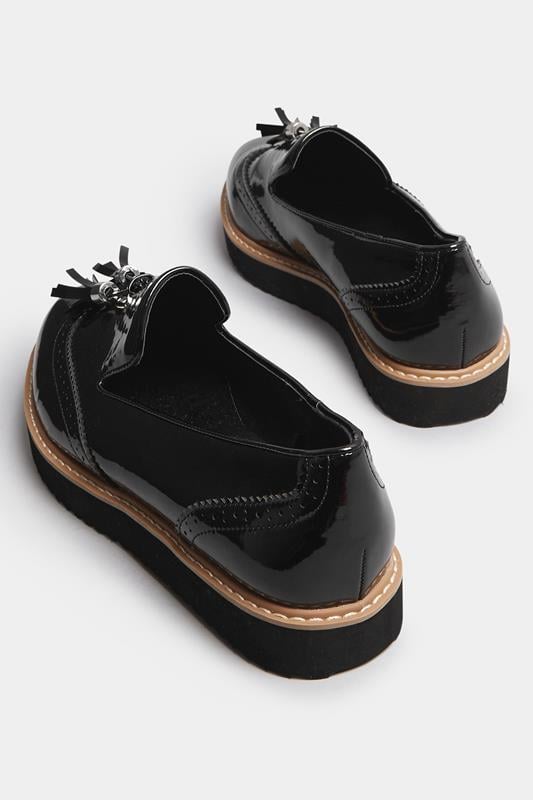 Evans LTS Black Patent Tassel Slip-On Loafers In Standard Fit