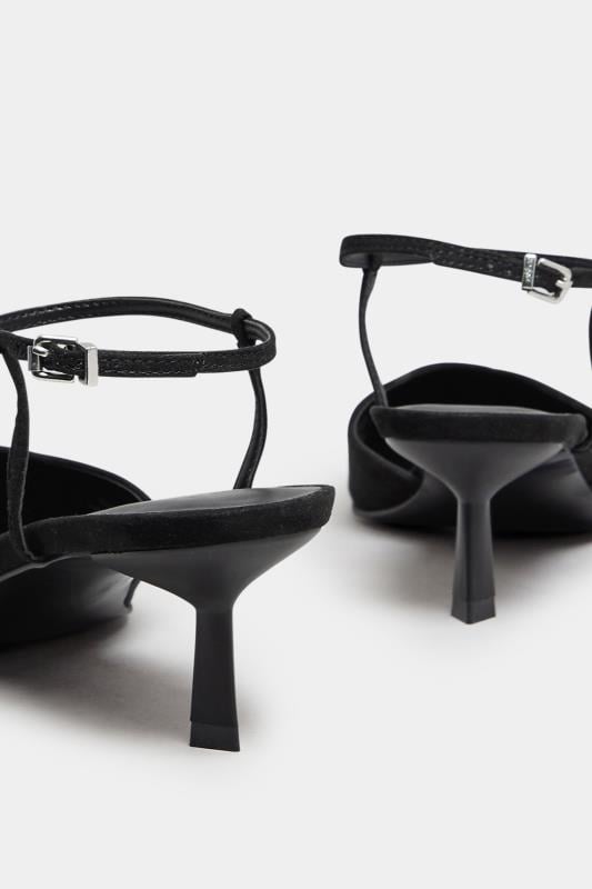 Evans LTS Black Point Ankle Strap Kitten Heels In Standard Fit