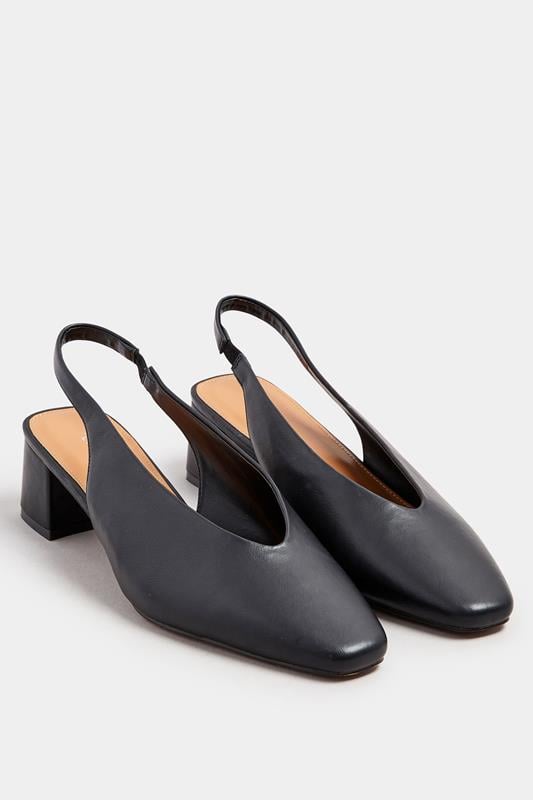 Evans LTS Black Square Slingback Block Heel In Standard Fit
