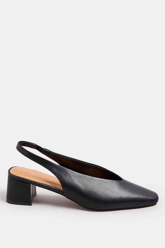 Evans LTS Black Square Slingback Block Heel In Standard Fit