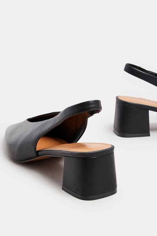 Evans LTS Black Square Slingback Block Heel In Standard Fit