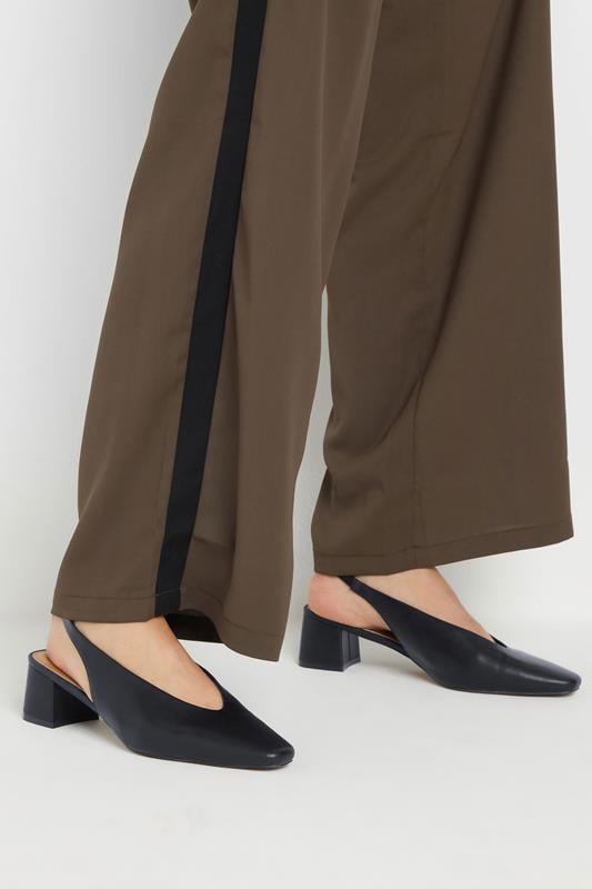 evans LTS Black Square Slingback Block Heel In Standard Fit