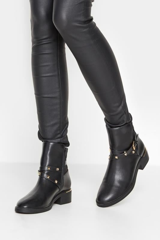 evans LTS Black Studded Hardware Chelsea Boots In Standard Fit