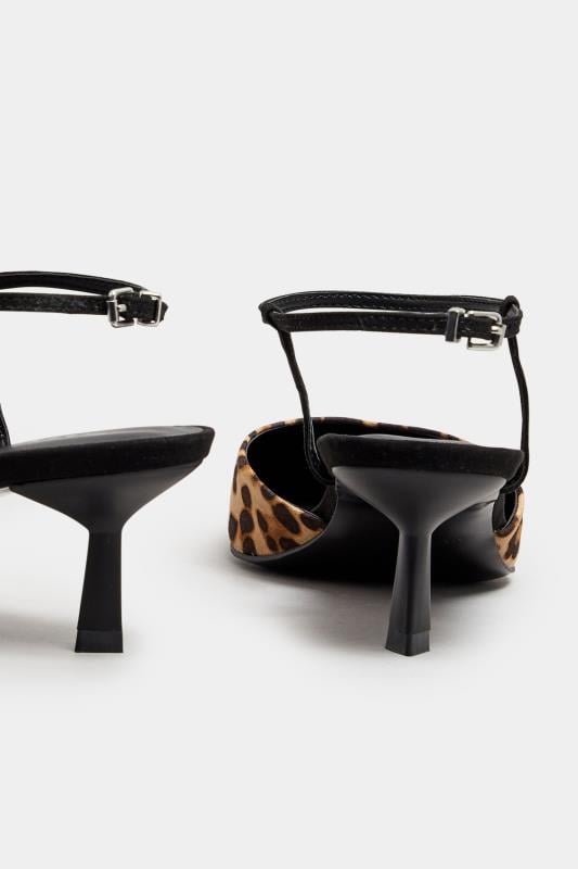 Evans LTS Brown Leopard Print Ankle Strap Kitten Heels In Standard Fit