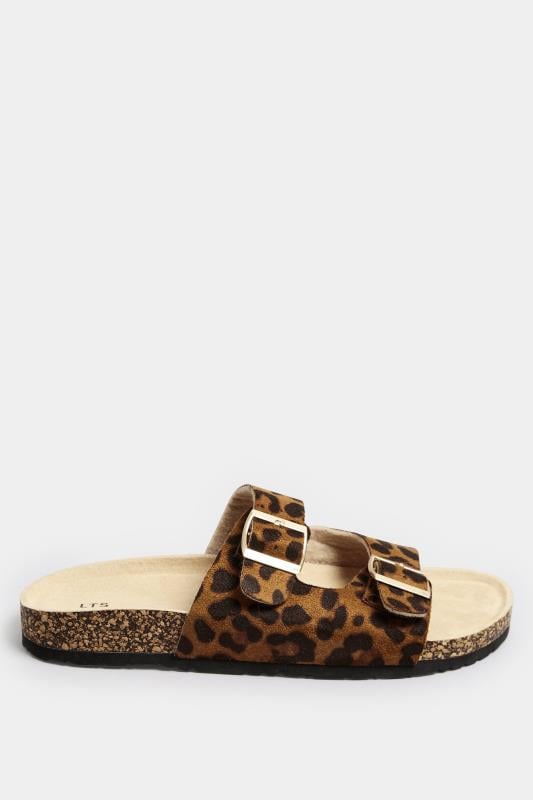 Evans LTS Brown Leopard Print Moulded Footbed Sandals In Standard Fit