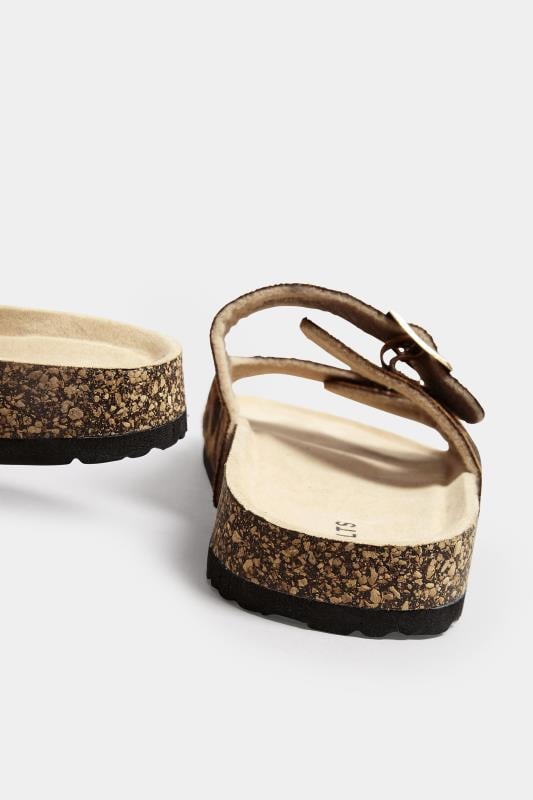 Evans LTS Brown Leopard Print Moulded Footbed Sandals In Standard Fit