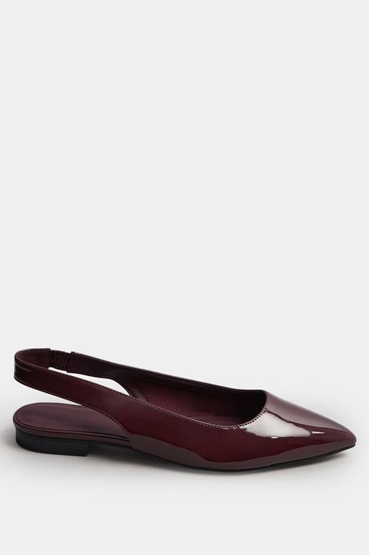 Evans LTS Burgundy Red Patent Flat Shoes In Standard Fit