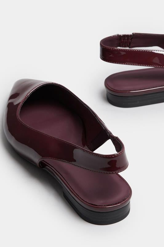 Evans LTS Burgundy Red Patent Flat Shoes In Standard Fit