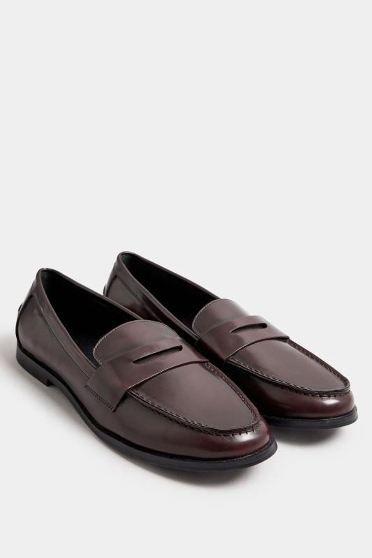 Evans LTS Burgundy Red Patent Loafers In Standard Fit