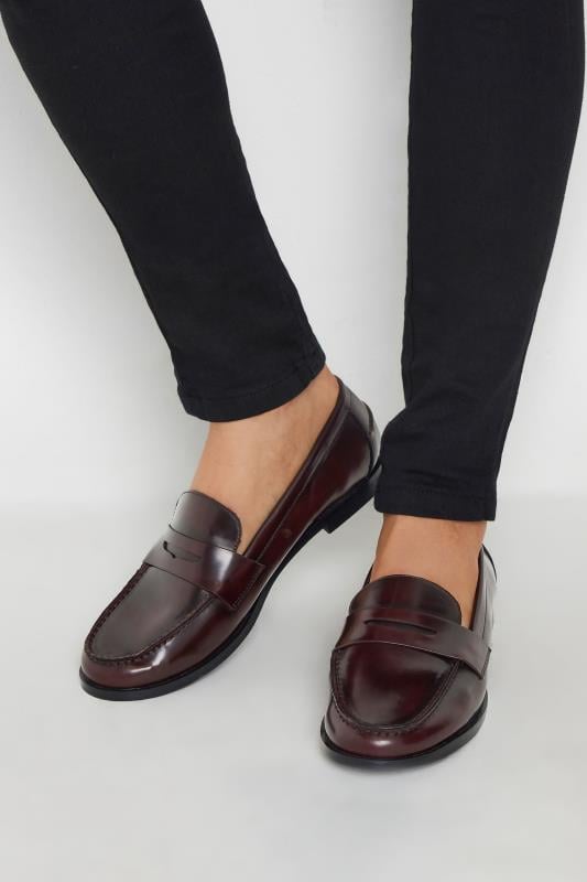 evans LTS Burgundy Red Patent Loafers In Standard Fit