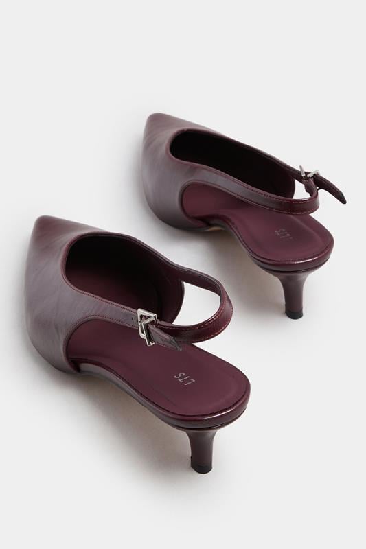 Evans LTS Burgundy Red Pointed Slingback Kitten Heel