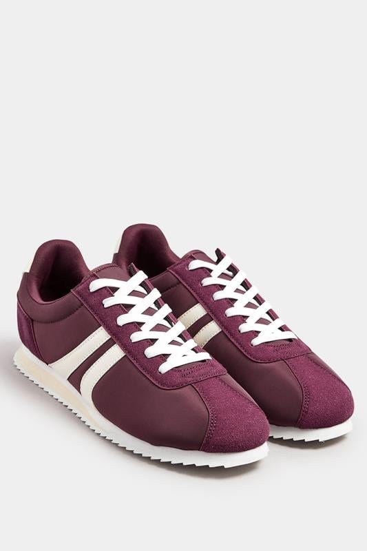 Evans LTS Burgundy Red Runner Contrast Stripe Trainers In Standard Fit