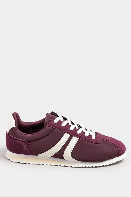 Evans LTS Burgundy Red Runner Contrast Stripe Trainers In Standard Fit