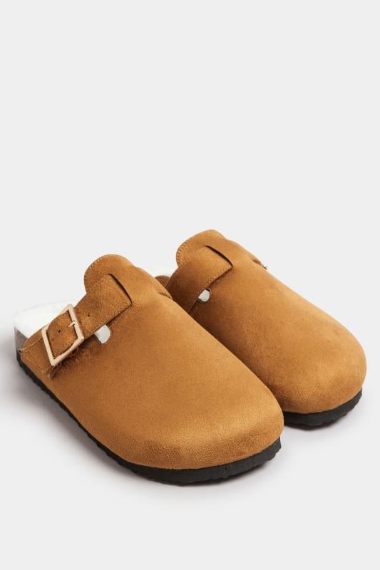 Evans LTS Chestnut Brown Faux Fur Lined Clogs In Standard Fit