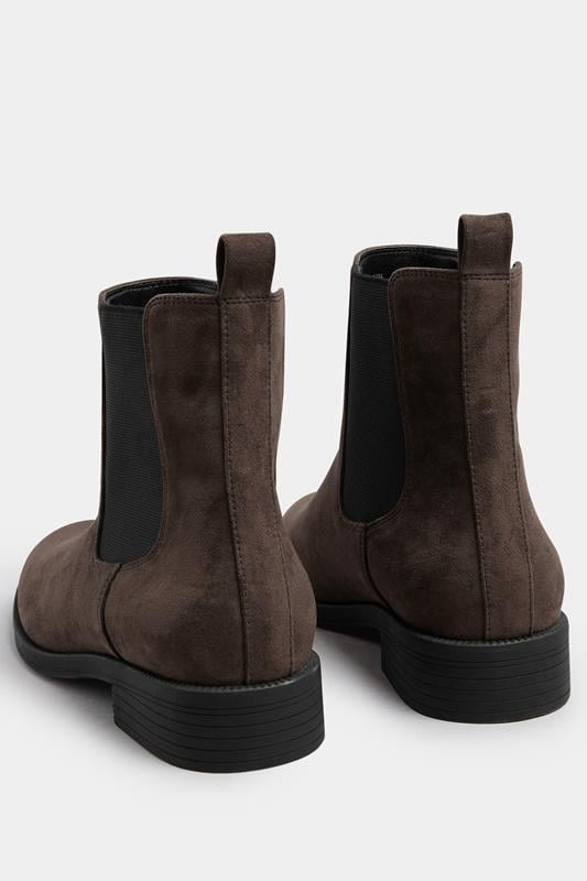 Evans LTS Chocolate Brown Faux Suede Chelsea Ankle Boots In Standard Fit