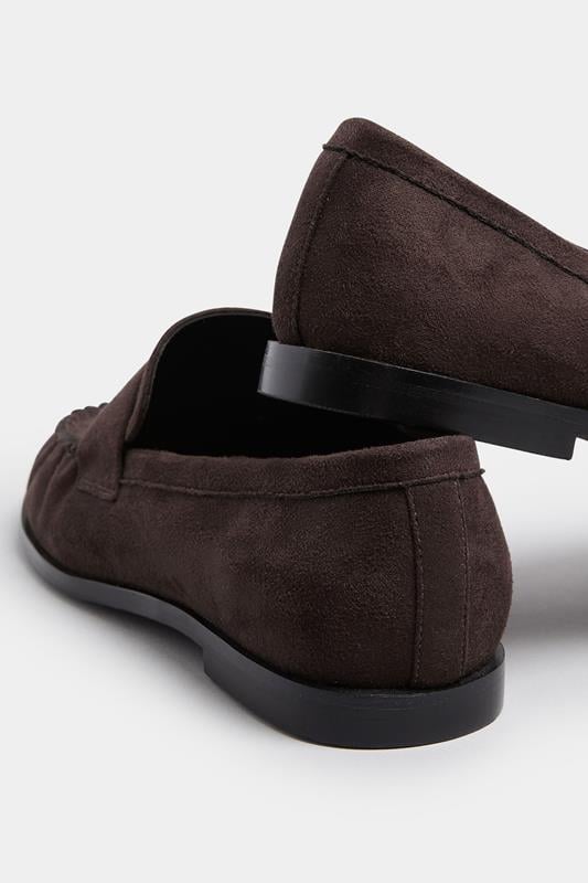Evans LTS Chocolate Brown Faux Suede Tassel Flat Loafers
