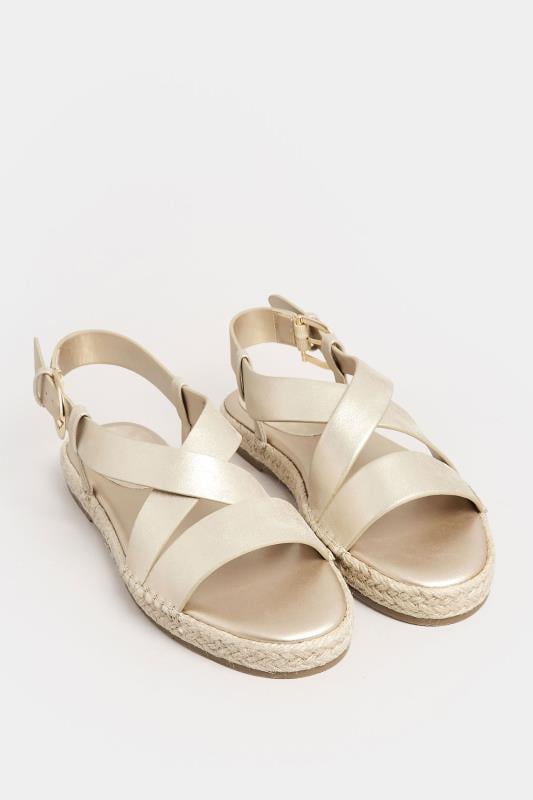 Evans LTS Gold Espadrille Crossover Strap Sandals In Standard Fit
