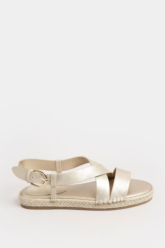 Evans LTS Gold Espadrille Crossover Strap Sandals In Standard Fit