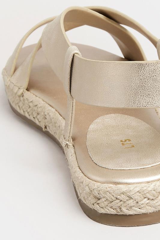 Evans LTS Gold Espadrille Crossover Strap Sandals In Standard Fit