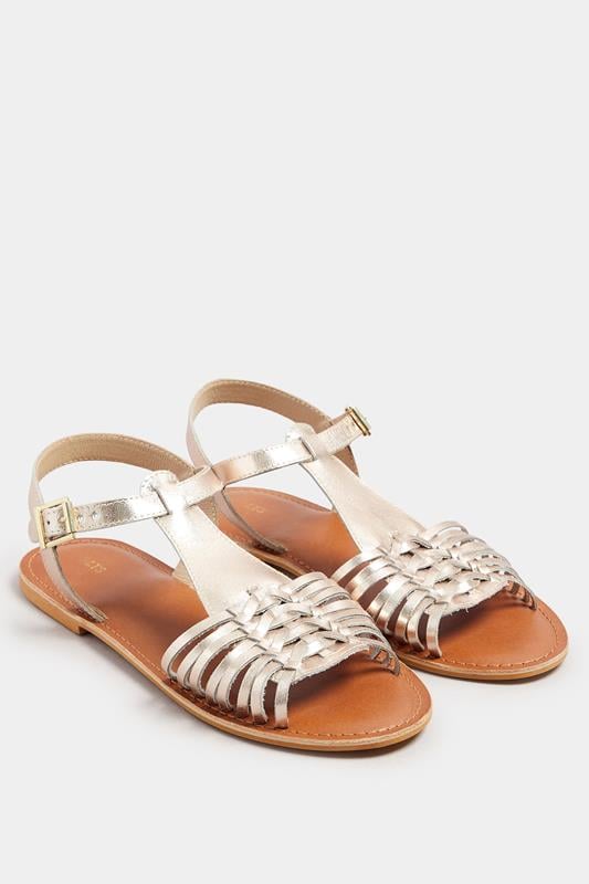 Evans LTS Gold Leather Fisherman Sandals In Standard Fit