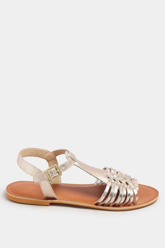 Evans LTS Gold Leather Fisherman Sandals In Standard Fit
