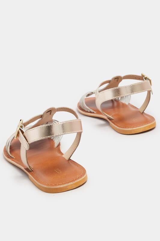Evans LTS Gold Leather Fisherman Sandals In Standard Fit