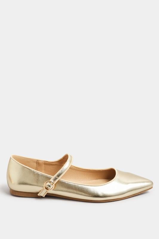 Evans LTS Gold Mary Jane Point Flats In Standard Fit