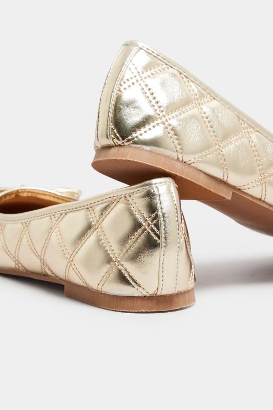 Evans LTS Gold Quilted Ballet Pumps In Standard Fit