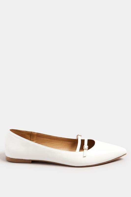 Evans LTS Ivory White Pointed Buckle Flats In Standard Fit