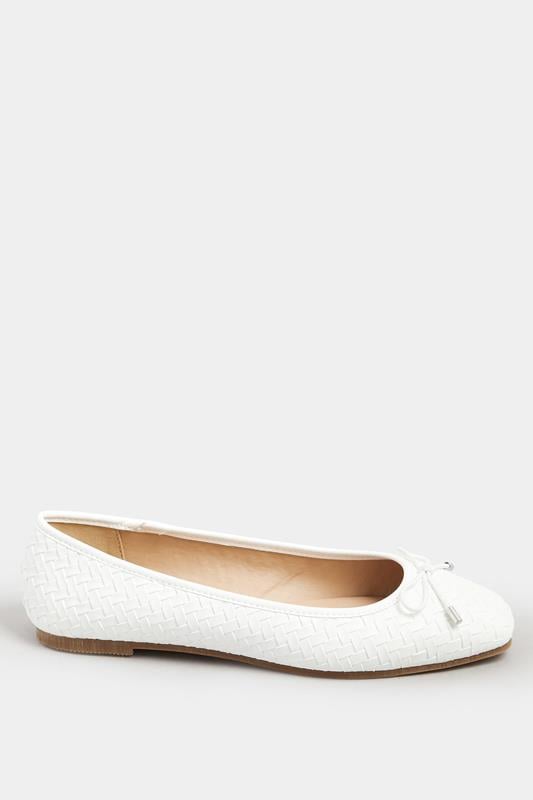 Evans LTS Ivory White Woven Ballerina Pumps In Standard Fit