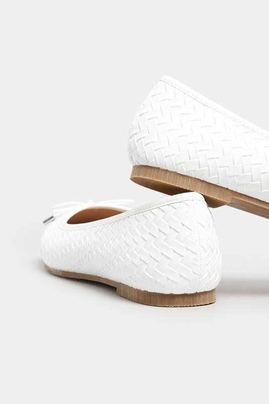 Evans LTS Ivory White Woven Ballerina Pumps In Standard Fit
