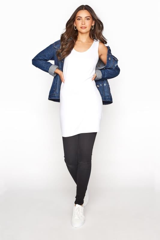 Evans LTS MADE FOR GOOD Tall White Cotton Longline Vest Top