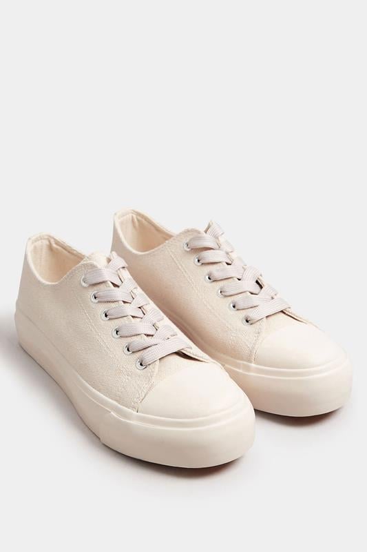 Evans LTS Natural Brown Canvas Flatform Trainers In Standard Fit