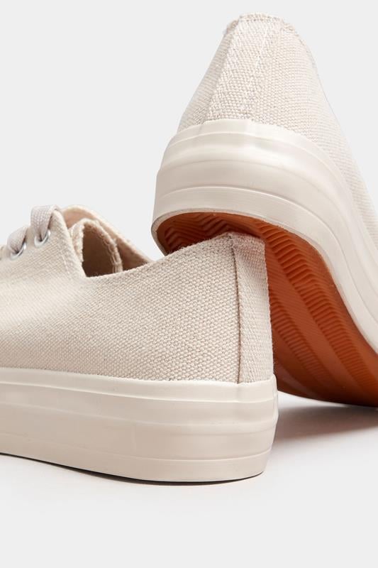 Evans LTS Natural Brown Canvas Flatform Trainers In Standard Fit