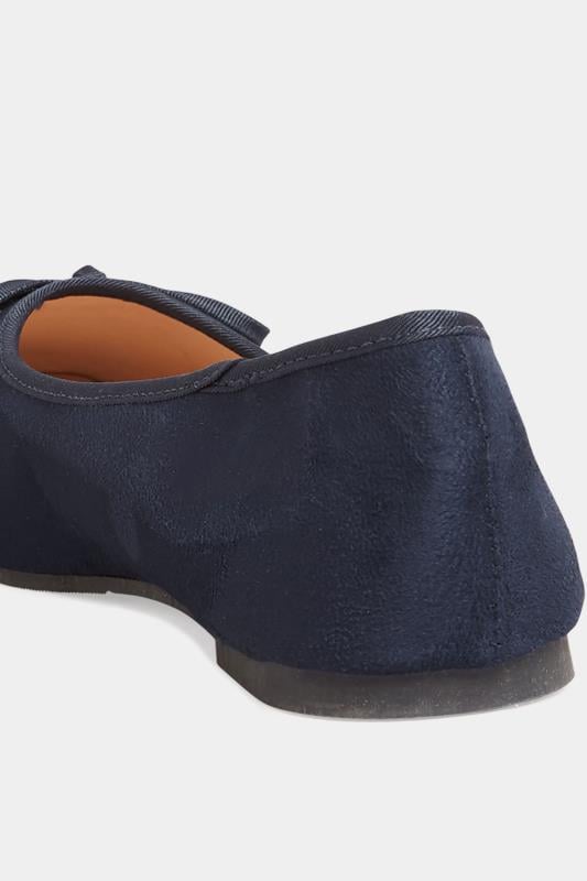 Evans LTS Navy Blue Faux Suede Ballerina Pumps In Standard Fit
