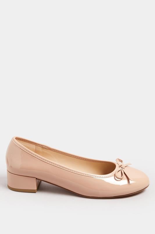 Evans LTS Nude Patent Heeled Ballet Pumps In Standard Fit