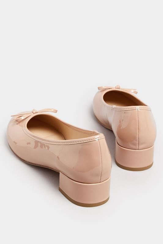 Evans LTS Nude Patent Heeled Ballet Pumps In Standard Fit