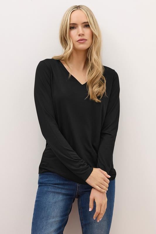 evans LTS PREMIUM Tall Black Long Sleeve V-Neck Top