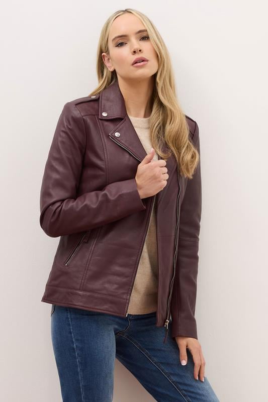 Evans LTS PREMIUM Tall Dark Red Leather Biker Jacket