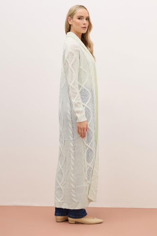 Evans LTS PREMIUM Tall Ivory White Cable Knit Longline Cardigan